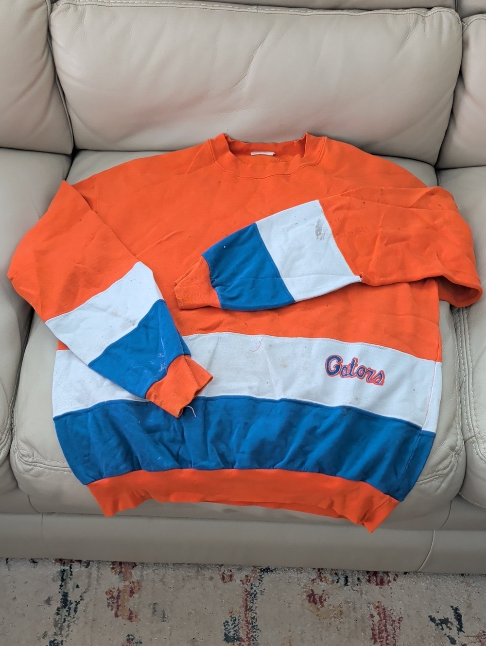 Vintage Florida Gators Colorblock Crewneck Sweater - Orange/Blue/White